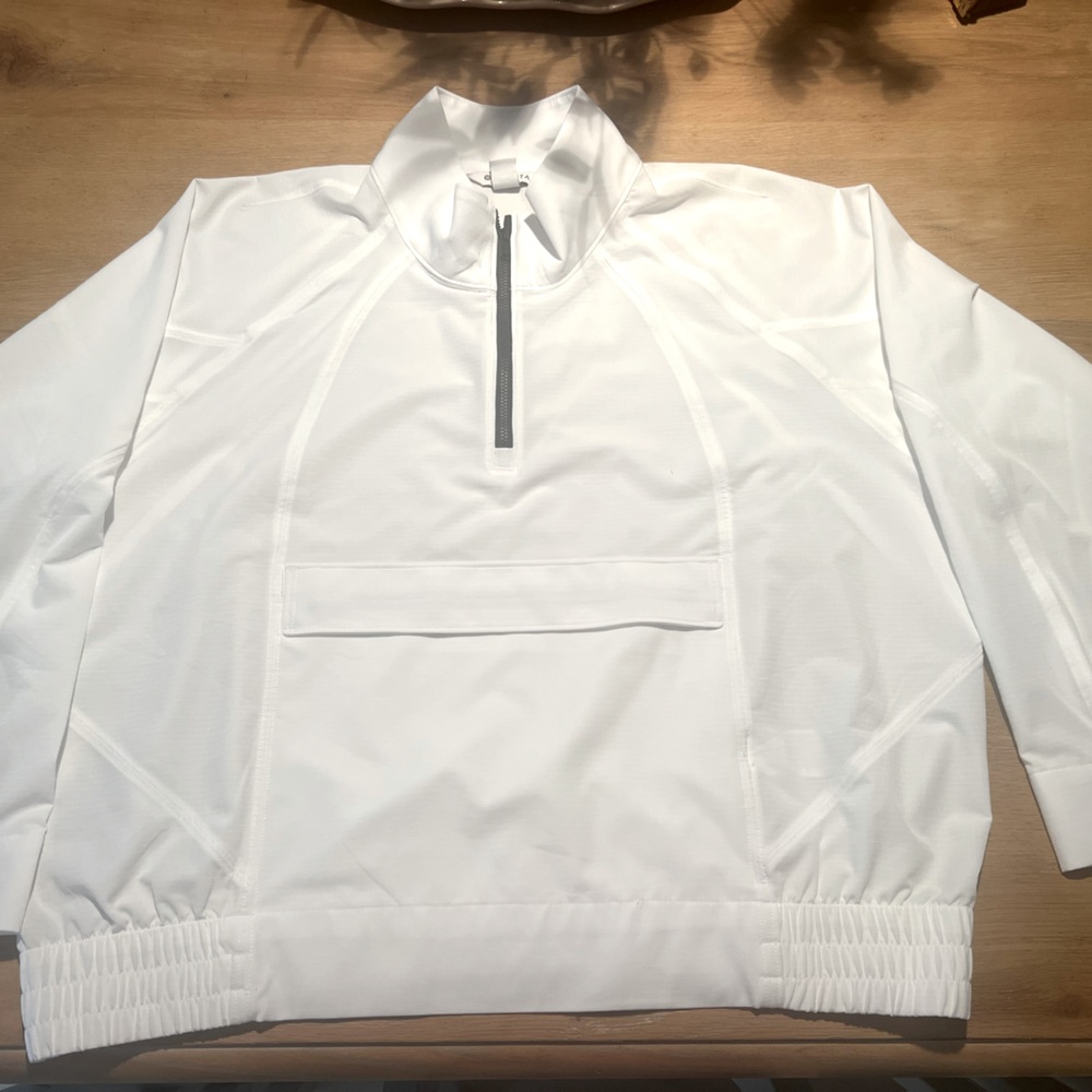 ATHLETA POPOVER WIND JACKET QUARTER ZIP BRIGHT WHITE